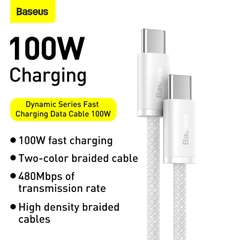 Cáp Sạc Baseus Dynamic Series 100W Type-C to Type-C | Chip E-Marker, Bện Dù Bền