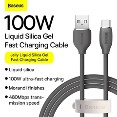 Cáp Sạc Nhanh Baseus 100W USB toType-C | Chất Liệu Silicon Siêu Bền Chống Đứt