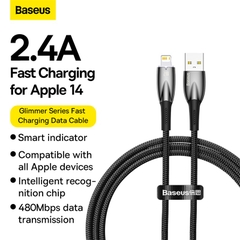 Cáp Sạc Nhanh Baseus Glimmer 2.4A USB to Ln | Có Đèn LED Báo Sạc, Dây Dù Bền