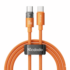 Cáp Sạc Nhanh Mcdodo 100W PD Type-C to Type-C | Thiết Kế Trong Suốt Lộ Mạch, Có Đèn LED