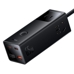 Trạm Sạc GaN5 Baseus 65W 7 Cổng | 3AC, 2Type-C, 2USB, Chống Sét, Tự Ngắt, Nút Cảm Ứng