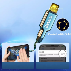 Cáp Sạc Baseus Ice Porcelain USB to Ln 2.4A | Đầu Mạ Vàng, Dây Dù Siêu Bền