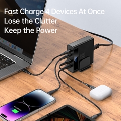 Bộ Sạc Nhanh Để Bàn Mcdodo 100W 2Type-C + 2USB | Sắp Xếp Gọn Gàng, Kèm Dây Nguồn 1.5m