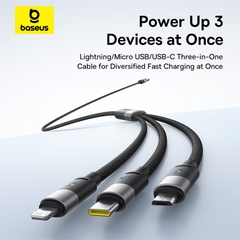 Cáp Sạc Đa Năng Baseus StarSpeed 100W USB to M+L+C | Dây Dù Siêu Bền, Sạc Cùng Lúc 3 Thiết Bị