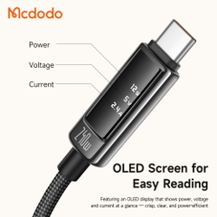Cáp Sạc Mcdodo Vision Màn Hình OLED | Type-C to Type-C 240W, Hợp Kim Kẽm, Dây Dù Siêu Bền