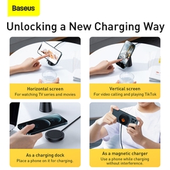 Đế Sạc Không Dây Nam Châm Baseus 15W | Xoay 360 Độ & Tách Rời Dùng Để Chơi Game