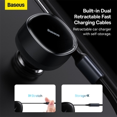 Tẩu Sạc Baseus Enjoyment 30W Kèm 2 Dây Rút Gọn | 1 Cáp Type-C & 1 Cáp Ln, Sạc Nhanh PD