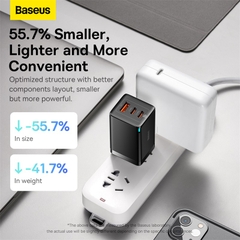 Củ Sạc Nhanh Baseus GaN5 Pro 65W 3 Cổng Siêu Nhỏ Gọn | Kèm Cáp Type-C, Sạc Nhanh PD