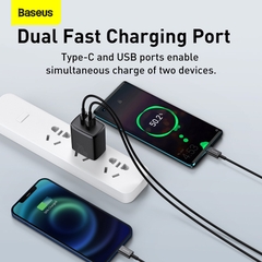Cốc Sạc Nhanh Baseus Compact 20W | 2 Cổng USB & Type-C, Sạc Cùng Lúc 2 Thiết Bị