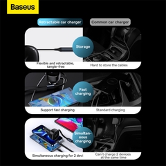 Tẩu Sạc Baseus Enjoyment 30W Kèm 2 Dây Rút Gọn | 1 Cáp Type-C & 1 Cáp Ln, Sạc Nhanh PD