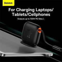 Cáp sạc dây rút 3 đầu Baseus Desktop Organizer Type C to M+L+C 100w