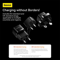 Ổ Cắm Nối Dài Baseus PowerCombo 1.0m | Kèm Đầu Chuyển Du Lịch UK/EU, Chịu Tải 2500W