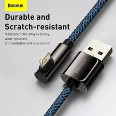 Cáp Sạc Góc Vuông Baseus 2.4A USB to Ln | Chơi Game Không Vướng Tay, Đèn Báo LED