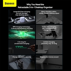 Cáp Sạc Rút Gọn Baseus 100W 3 in 1 | Sạc Nhanh Laptop & Điện Thoại, Gọn Gàng, Type-C to M+L+C