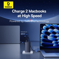 Bộ Cốc Sạc Baseus GaN6 Pro 100W | 4 Cổng Sạc 2Type-C 2USB, Kèm Cáp Type-C 100W