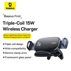 Đế Giữ Điện Thoại / Máy Tính Bảng Tích Hơp Sạc Không Dây Trên Xe Ôtô Baseus LightChaser Series Triple-Coil Wireless Charging Electric Car Mount