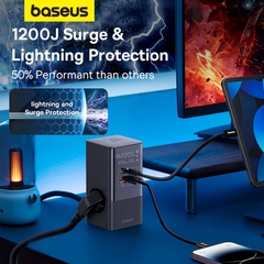 Bộ Sạc Nhanh OS-Baseus PowerCombo Tower Digital PowerStrip 3AC+2U+2C 35W (Chân cắm tròn, chiều dài dây 1.5m)