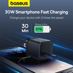 Cốc Sạc nhanh OS-Baseus GaN5S Fast Charger 1C 30W (Chân dẹp US)