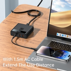 Bộ Sạc Nhanh Để Bàn Mcdodo 100W 2Type-C + 2USB | Sắp Xếp Gọn Gàng, Kèm Dây Nguồn 1.5m