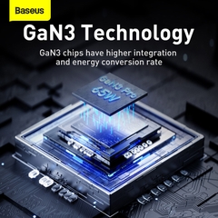 Bộ Sạc Baseus GaN3 Pro 65W | 3 Cổng 2 Type-C & 1 USB, Kèm Cáp, Sạc Nhanh Laptop