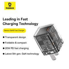 Củ Sạc Baseus GaN5 20W PD Type-C | Chân Gập Tiện Lợi, Sạc Nhanh An Toàn