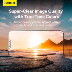 Kính Cường Lực Chống Nhìn Trộm Baseus iP13/iP14 | Full Màn, Kèm Khung Dán & Chống Bụi Loa