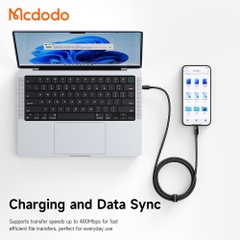 Cáp Sạc Mcdodo LightSync 36W Type-C to Ln | Sạc Nhanh PD, Đèn LED Ambient