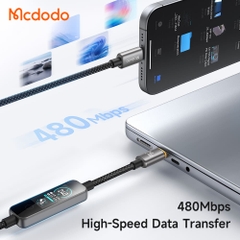 Cáp Sạc Nhanh Mcdodo Vision 240W Type-C to Type-C | Màn Hình TFT Cảm Ứng, Dây Dù