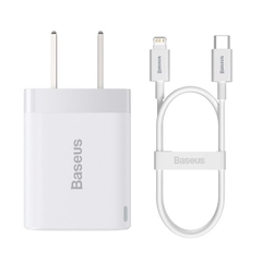 Bộ Sạc Nhanh Baseus Super Si Pro 20W | Chân Gập Gọn, Kèm Cáp Sạc Nhanh Type-C to Ln