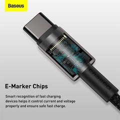 Cáp Sạc Nhanh Baseus Tungsten Gold Type-C to Type-C 100W | Dây Dù Siêu Bền, Sạc Laptop, Điện Thoại