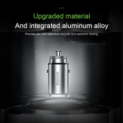 Tẩu Sạc Nhanh Baseus Square Metal 30W | 1 Cổng Type-C PD & 1 Cổng USB QC, Hỗ Trợ Sạc Nhanh PPS