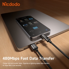 Cáp Sạc Mcdodo Vision Màn Hình OLED | USB to Ln 3A, Hợp Kim Kẽm, Dây Dù