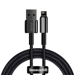 Cáp Sạc Baseus Tungsten Gold 2.4A USB to Ln | Đầu Kim Loại, Bện Dù Chống Đứt
