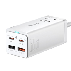 Trạm Sạc Baseus GaN3 Pro 65W 5 Cổng | AC + 2USB + 2Type-C, Sạc Nhanh Laptop, Điện Thoại