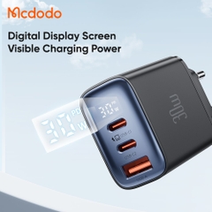Cốc Sạc Nhanh Mcdodo 30W Đa Năng 3 Cổng | 2 Type-C + 1 USB, Màn Hình Kỹ Thuật Số