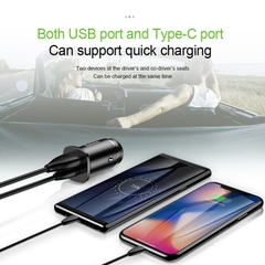 Tẩu Sạc Nhanh Baseus Square Metal 30W | 1 Cổng Type-C PD & 1 Cổng USB QC, Hỗ Trợ Sạc Nhanh PPS