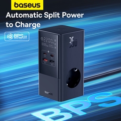 Bộ Sạc Nhanh OS-Baseus PowerCombo Tower Digital PowerStrip 3AC+2U+2C 35W (Chân cắm tròn, chiều dài dây 1.5m)