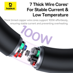 Cáp Sạc Baseus 2 trong 1 100W Type-C to Dual Type-C | Dây Mềm Dẻo, Sạc Cùng Lúc 2 Thiết Bị