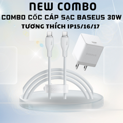 Combo Cốc Cáp Sạc Baseus 30W - Sạc Nhanh - Không Nóng Máy (Cốc Type-C, Cáp Type-C to Type-C 1m)