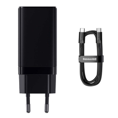 Bộ Sạc Baseus GaN3 Pro 65W | 3 Cổng 2 Type-C & 1 USB, Kèm Cáp, Sạc Nhanh Laptop