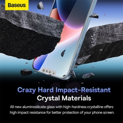 Kính Cường Lực Chống Nhìn Trộm Baseus iP13/iP14 | Full Màn, Kèm Khung Dán & Chống Bụi Loa