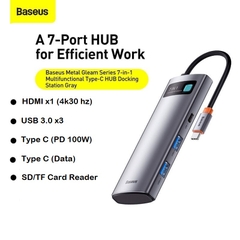 Hub Chuyển Đổi Baseus Metal Gleam Series Type-C | Mở Rộng Cổng Cho Macbook, Laptop