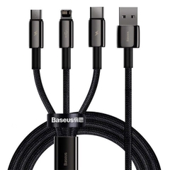Cáp Sạc Đa Năng Baseus Tungsten Gold 3.5A USB to M + L + C | Siêu Bền, Sạc Cùng Lúc 3 Thiết Bị