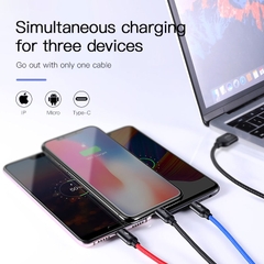 Cáp Sạc Đa Năng Baseus 3 Màu 3.5A | 3 trong 1 USB to  M+L+C, Chống Rối, Dây Dù Bền