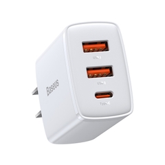 Củ Sạc Baseus Compact 30W Đa Năng 3 Cổng | 2 USB + 1 Type-C, Sạc Cùng Lúc 3 Thiết Bị