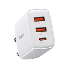 Củ Sạc Baseus Compact 30W Đa Năng 3 Cổng | 2 USB + 1 Type-C, Sạc Cùng Lúc 3 Thiết Bị