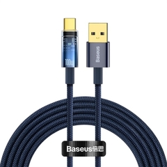 Cáp Sạc Baseus Explorer Tự Ngắt USB to Type-C 100W | Thiết Kế Trong Suốt & Siêu Bền Chống Gãy