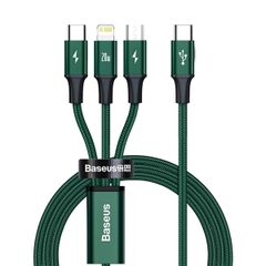 Cáp Sạc 3 Đầu Baseus Rapid  Type-C to M+L+C PD 20W | Sạc Nhanh, Công Suất 20W & Sạc Cùng Lúc 3 Máy
