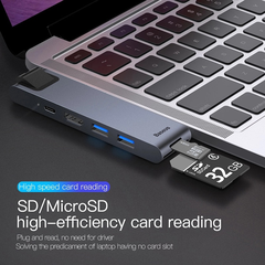 Hub Baseus Thunderbolt 7 trong 1 Cho Laptop | Thiết Kế Cắm Hông, Sạc PD, HDMI 4K60Hz