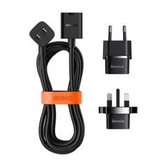 Ổ Cắm Nối Dài Baseus PowerCombo 1.0m | Kèm Đầu Chuyển Du Lịch UK/EU, Chịu Tải 2500W